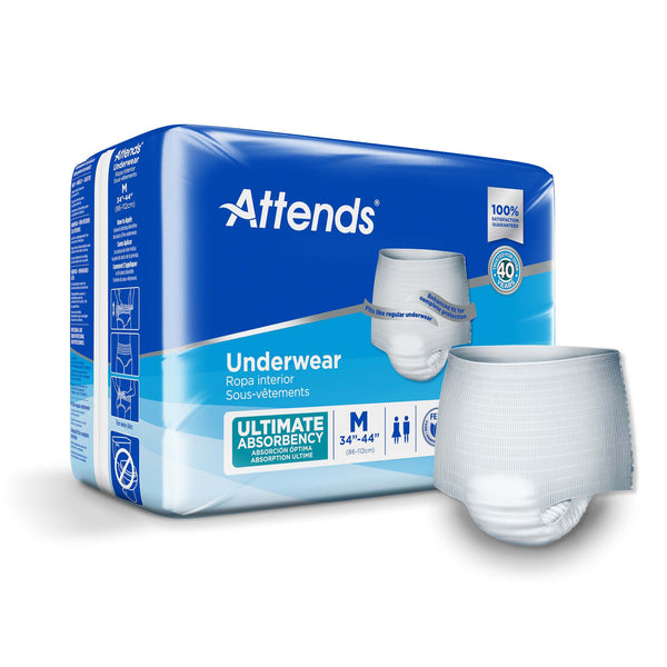 Attends® Unisex Adult Absorbent Underwear Pull On with Tear Away Seams Medium Disposable Heavy Absorbency (848957_CS) 4/CS
