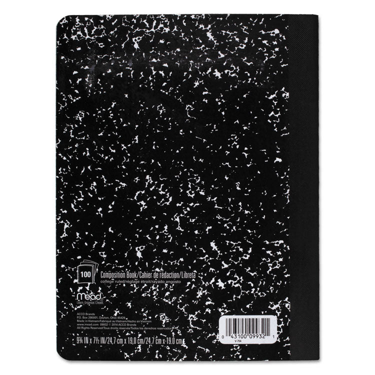 Mead® Square Deal Composition Book, Medium/College Rule, Black Cover, (100) 9.75 x 7.5 Sheets (MEA09932) Each