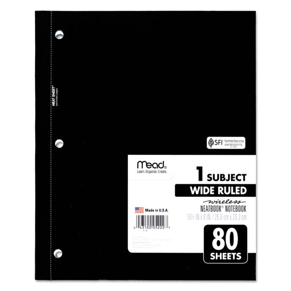 Mead® Wireless Neatbook Notebook, 1-Subject, Wide/Legal Rule, Randomly Assorted Cover Color, (80) 10.5 x 8 Sheets (MEA05222)