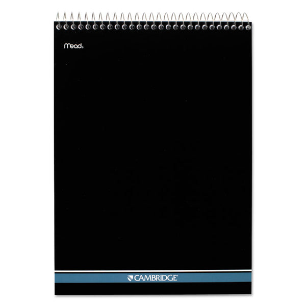 Cambridge® Stiff-Back Wire Bound Pad, Wide/Legal Rule, Numbered (1-28 Front, 29-56 Back), Black/Blue Cover, 70 White 8.5 x 11.5 Sheets (MEA59006)