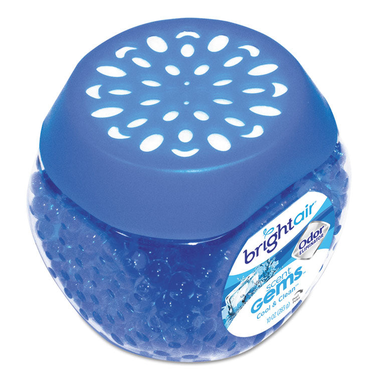 BRIGHT Air® Scent Gems Odor Eliminator, Cool and Clean, Blue, 10 oz Jar, 6/Carton (BRI900228CT) Case of 6