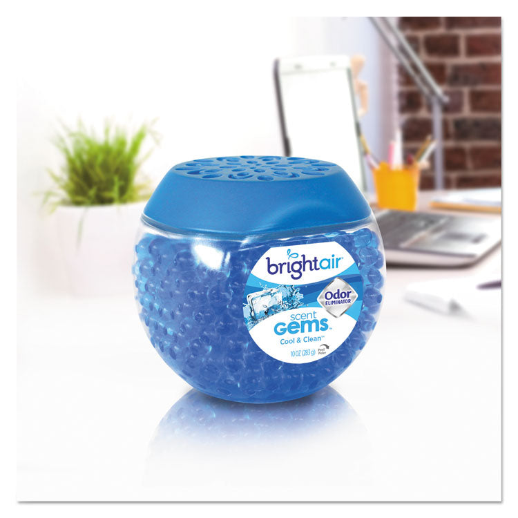 BRIGHT Air® Scent Gems Odor Eliminator, Cool and Clean, Blue, 10 oz Jar, 6/Carton (BRI900228CT) Case of 6