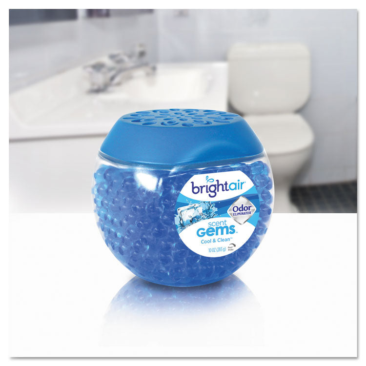 BRIGHT Air® Scent Gems Odor Eliminator, Cool and Clean, Blue, 10 oz Jar, 6/Carton (BRI900228CT) Case of 6