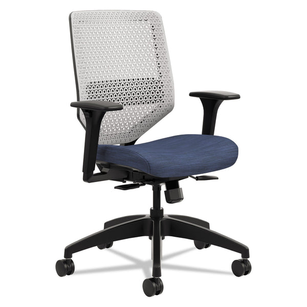 HON® Solve Series ReActiv Back Task Chair, Supports Up to 300 lb, 18" to 23" Seat Height, Midnight Seat, Titanium Back, Black Base (HONSVR1AILC90TK)