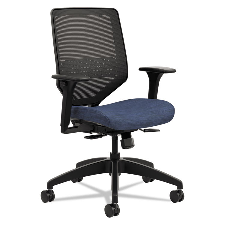 HON® Solve Series Mesh Back Task Chair, Supports Up to 300 lb, 16" to 22" Seat Height, Midnight Seat, Black Back/Base (HONSVM1ALC90TK)
