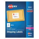 Avery® White Shipping Labels-Bulk Packs, Inkjet/Laser Printers, 3.33 x 4, White, 6/Sheet, 250 Sheets/Box (AVE95940) Box of 1500