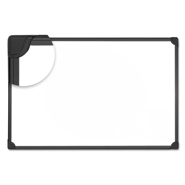 Universal® Design Series Deluxe Magnetic Steel Dry Erase Marker Board, 36 x 24, White Surface, Black Aluminum/Plastic Frame (UNV43025) Each