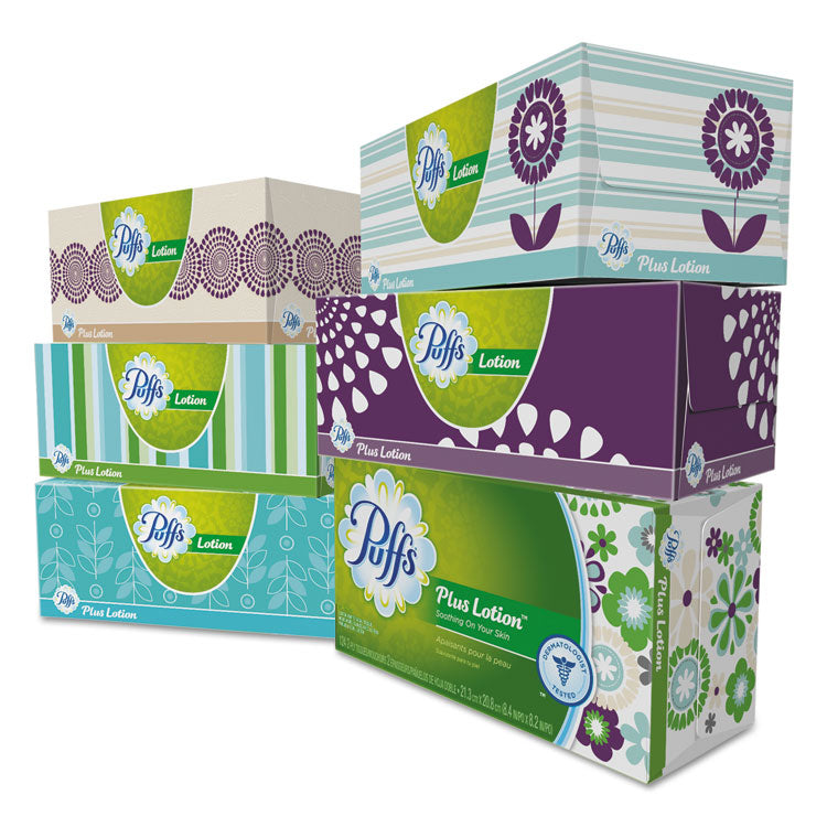 Puffs® Plus Lotion Facial Tissue, 2-Ply, White, 124 Sheets/Box, 6 Boxes/Pack, 4 Packs/Carton (PGC39383)