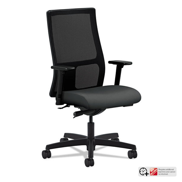 HON® Ignition Series Mesh Mid-Back Work Chair, Supports Up to 300 lb, 17.5" to 22" Seat Height, Iron Ore Seat, Black Back/Base (HONIW103CU19)