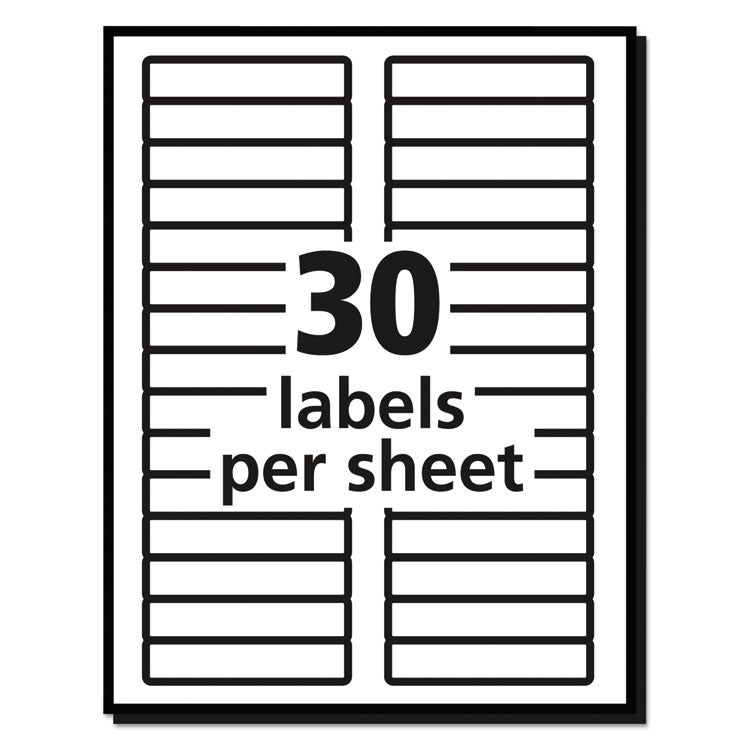 Avery® Permanent TrueBlock File Folder Labels with Sure Feed Technology, 0.66 x 3.44, White, 30/Sheet, 50 Sheets/Box (AVE5066) Box of 1500