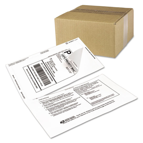Avery® Shipping Labels with Paper Receipt and TrueBlock Technology, Inkjet/Laser Printers, 5.06 x 7.63, White, 50/Pack (AVE5127)