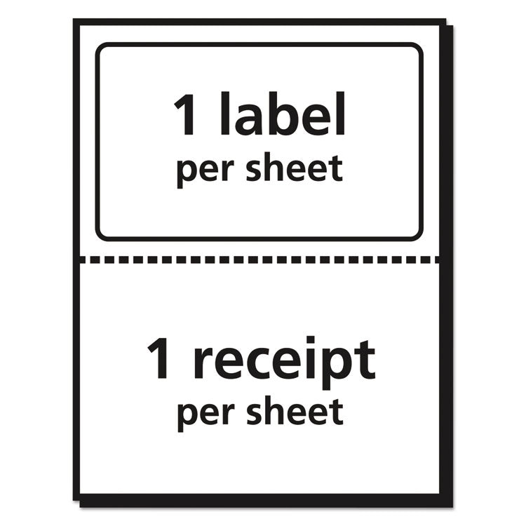 Avery® Shipping Labels with Paper Receipt and TrueBlock Technology, Inkjet/Laser Printers, 5.06 x 7.63, White, 50/Pack (AVE5127)