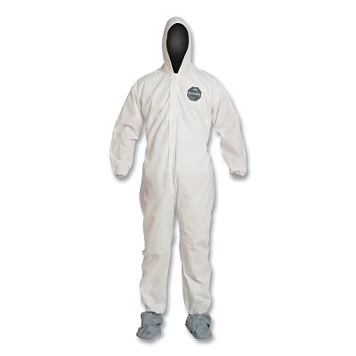 Dupont Proshield® 10 Coverall, Attached Hood and Boots, Elastic Wrist and Ankles, Zipper Front, Storm Flap, White, Large (251-PB122SW-LG) 25 EA / CA