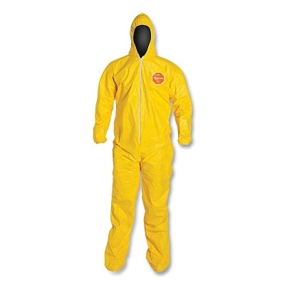 Dupont Tychem® 2000 Coverall, Serged Seams, Attached Hood and Socks, Elastic Wrists, Zipper Front, Storm Flap, Yellow, Medium (251-QC122S-M) 12 EA / CA