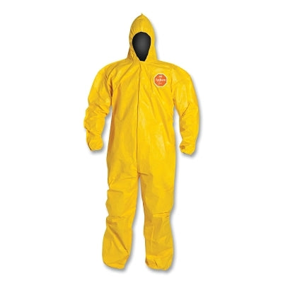 Dupont Tychem® 2000 Coverall, Bound Seams, Attached Hood, Elastic Wrists and Ankles, Front Zipper, Storm Flap, Yellow, 5X-Large (251-QC127B-5X) 12 EA / CA
