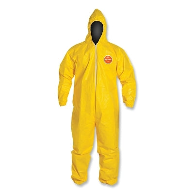 Dupont Tychem® 2000 Coverall, Serged Seams, Attached Hood, Elastic Wrists and Ankles, Zipper Front, Storm Flap, Yellow, 5X-Large (251-QC127S-5X) 12 EA / CA