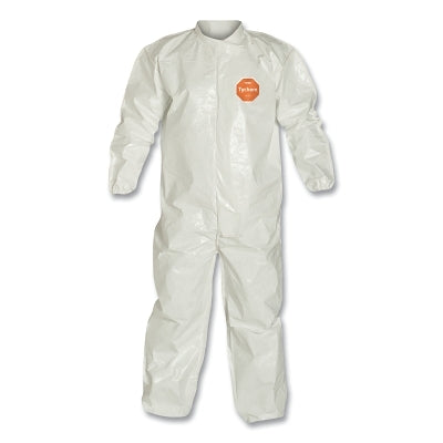 Dupont Tychem® 4000 Coverall, Bound Seams, Collar, Elastic Wrist and Ankles, Zipper Front, Storm Flap, White, Large (251-SL125B-LG) 12 EA / CA