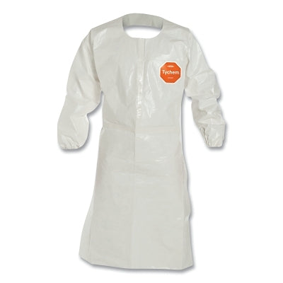 Dupont Tychem® 4000 Long Sleeved Apron with Elastic Wrists, 27-1/2 in W x 44-1/4 in L, Tyvek®/Saranex™ 23-P, White, Large (251-SL275T-LG) 25 EA / CA