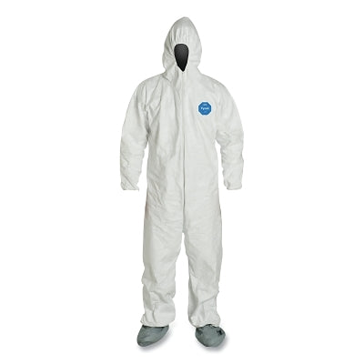 Dupont Tyvek® 400 Coveralls, Serged Seams, Attached Hood, Boots, Elas Waist/Wrist/Ankles, Front Zip, Storm Flap, WH, Lg, VP (251-TY122SWHLG0025VP) 25 EA / CA