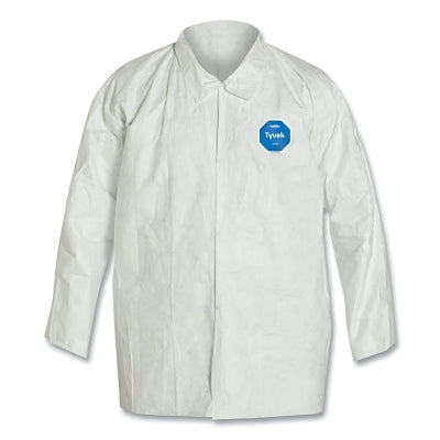 Dupont Tyvek® 400 Front Snap Shirt with Collar and Open Wrists, Flashspun, White, 2X-Large (251-TY303S-2XL) 50 EA / CA