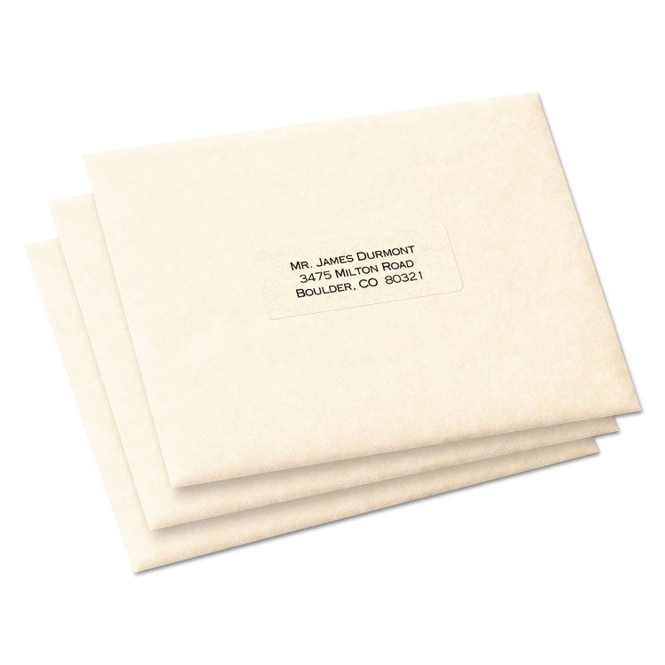 Avery® Matte Clear Easy Peel Mailing Labels w/ Sure Feed Technology, Laser Printers, 1 x 2.63, Clear, 30/Sheet, 10 Sheets/Pack (AVE15660) 10 Sheets of 30 Labels
