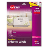 Avery® Matte Clear Easy Peel Mailing Labels w/ Sure Feed Technology, Laser Printers, 3.33 x 4, Clear, 6/Sheet, 10 Sheets/Pack (AVE15664)