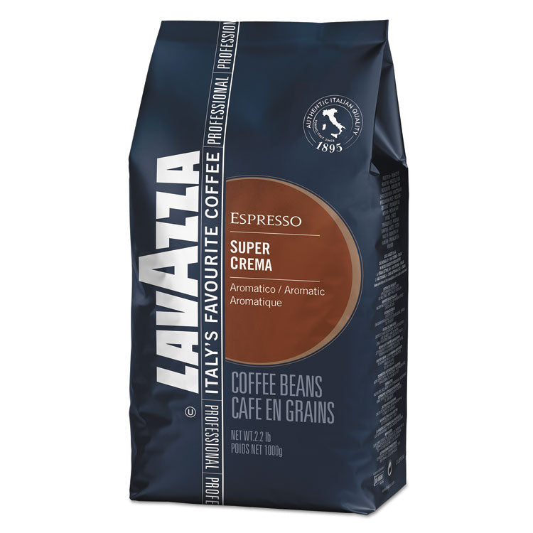 Lavazza Super Crema Whole Bean Espresso Coffee, 2.2lb Bag, Vacuum-Packed (LAV4202)