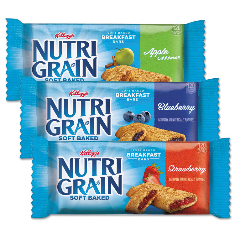 Kellogg's® Nutri-Grain Soft Baked Breakfast Bars, Asstd: Apple, Blueberry, Strawberry, 1.3 oz Bar, 48/Carton (KEB05872)