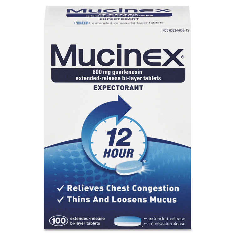 Mucinex® Expectorant Regular Strength, 100 Tablets/Box, 12 Boxes/Carton (RAC00815)