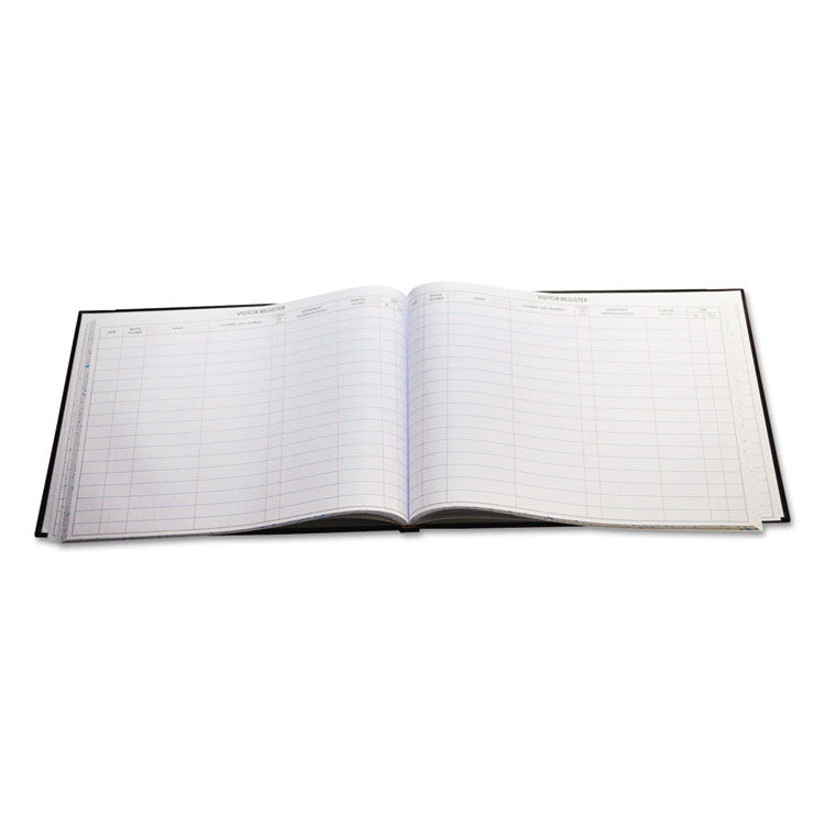 Wilson Jones® Detailed Visitor Register Book, 8 Column Format, Black Cover, 12.25 x 9.5 Sheets, 208 Sheets/Book (WLJS491) Each