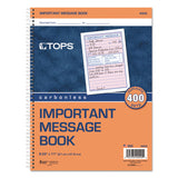 TOPS™ Telephone Message Book with Fax/Mobile Section, Two-Part Carbonless, 3.88 x 5.5, 4 Forms/Sheet, 400 Forms Total (TOP4009) Each