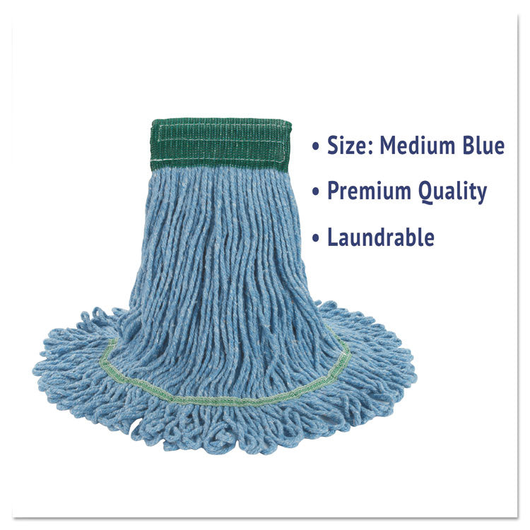 Boardwalk® Super Loop Wet Mop Head, Cotton/Synthetic Fiber, 5" Headband, Medium Size, Blue, 12/Carton (BWK502BLCT) Case of 12