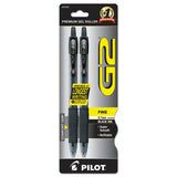 Pilot® G2 Premium Gel Pen, Retractable, Fine 0.7 mm, Black Ink, Smoke/Black Barrel, 2/Pack (PIL31031)