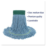 Boardwalk® Super Loop Wet Mop Head, Cotton/Synthetic Fiber, 5" Headband, Medium Size, Blue (BWK502BLEA)