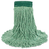 Boardwalk® Super Loop Wet Mop Head, Cotton/Synthetic Fiber, 5" Headband, Medium Size, Green (BWK502GNEA) Each