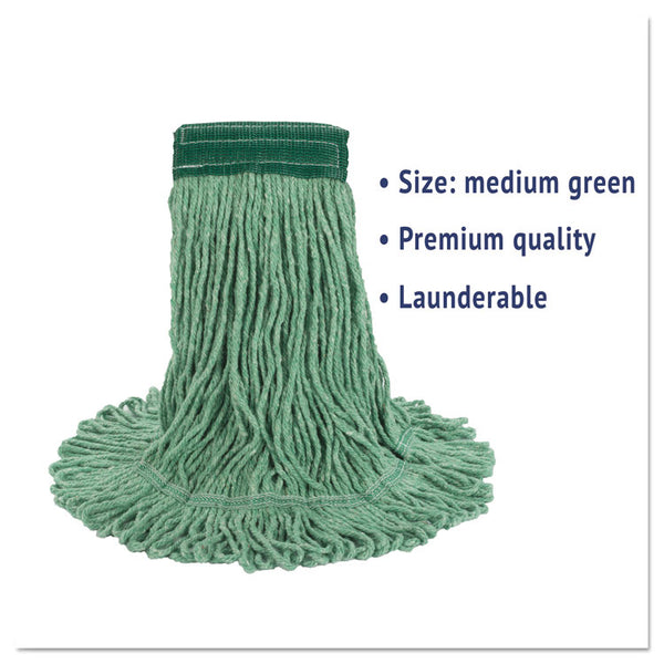 Boardwalk® Super Loop Wet Mop Head, Cotton/Synthetic Fiber, 5" Headband, Medium Size, Green (BWK502GNEA) Each