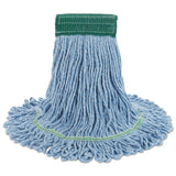 Boardwalk® Super Loop Wet Mop Head, Cotton/Synthetic Fiber, 5" Headband, Medium Size, Blue (BWK502BLEA)