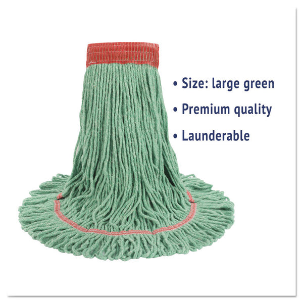 Boardwalk® Super Loop Wet Mop Head, Cotton/Synthetic Fiber, 5" Headband, Large Size, Green (BWK503GNEA) Each