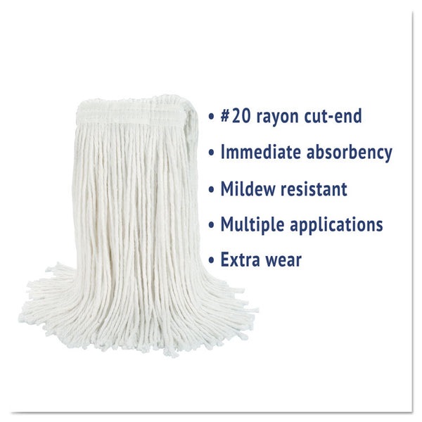 Boardwalk® Cut-End Wet Mop Head, Rayon, No. 20, White (BWK2020REA) Each