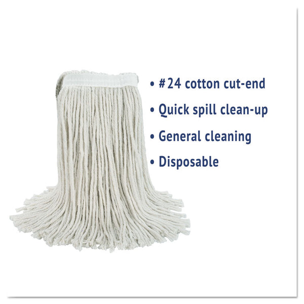 Boardwalk® Cut-End Wet Mop Head, Cotton, No. 24, White (BWK2024CEA)