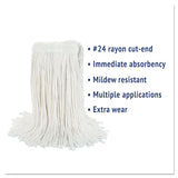 Boardwalk® Cut-End Wet Mop Head, Rayon, No. 24, White (BWK2024REA) Each