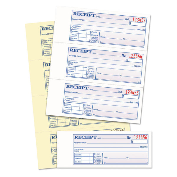 TOPS™ Money and Rent Receipt Books, Account + Payment Sections, Two-Part Carbonless, 7.13 x 2.75, 4 Forms/Sheet, 400 Forms Total (TOP46816) Each