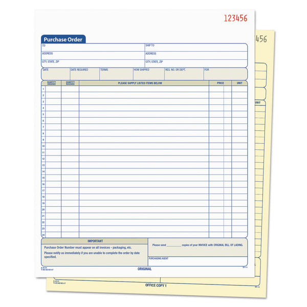 TOPS™ Purchase Order Book, 22 Lines, Two-Part Carbonless, 8.38 x 10.19, 50 Forms Total (TOP46146) Each