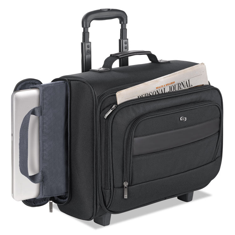 Solo Classic Rolling Overnighter Case, Fits Devices Up to 15.6", Ballistic Polyester, 16.14 x 6.69 x 13.78, Black (USLB644) Each