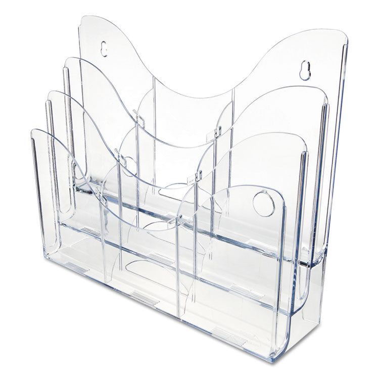deflecto® 3-Tier Document Organizer w/6 Removable Dividers, 14w x 3.5d x 11.5h, Clear (DEF47631) Each