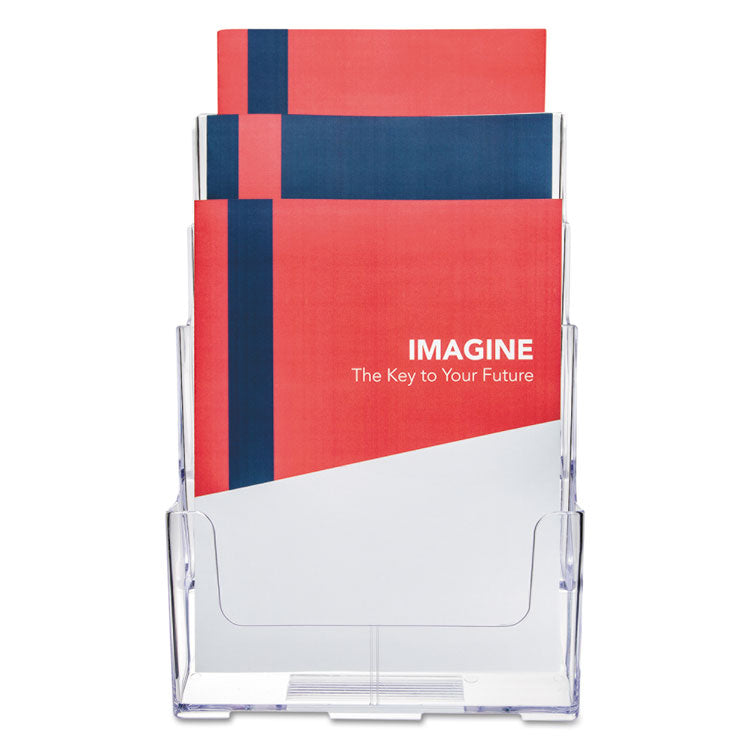deflecto® 3-Compartment DocuHolder, Magazine Size, 9.5w x 6.25d x 12.63, Clear (DEF77301) Each