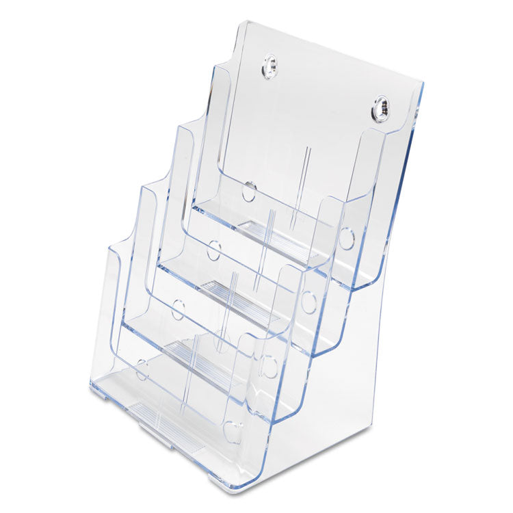 deflecto® 4-Compartment DocuHolder, Magazine Size, 9.38w x 7d x 13.63h, Clear (DEF77441) Each