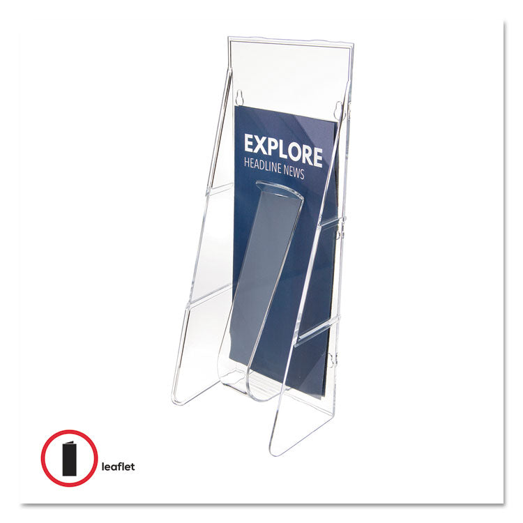 deflecto® Stand-Tall Wall-Mount Literature Rack, Leaflet, 4.56w x 3.25d x 11.88h, Clear (DEF55601) Each