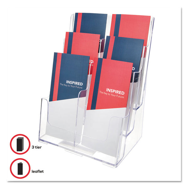 deflecto® 6-Compartment DocuHolder, Leaflet Size, 9.63w x 6.25d x 12.63h, Clear (DEF77401) Each