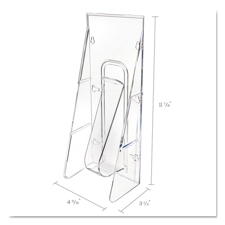deflecto® Stand-Tall Wall-Mount Literature Rack, Leaflet, 4.56w x 3.25d x 11.88h, Clear (DEF55601) Each